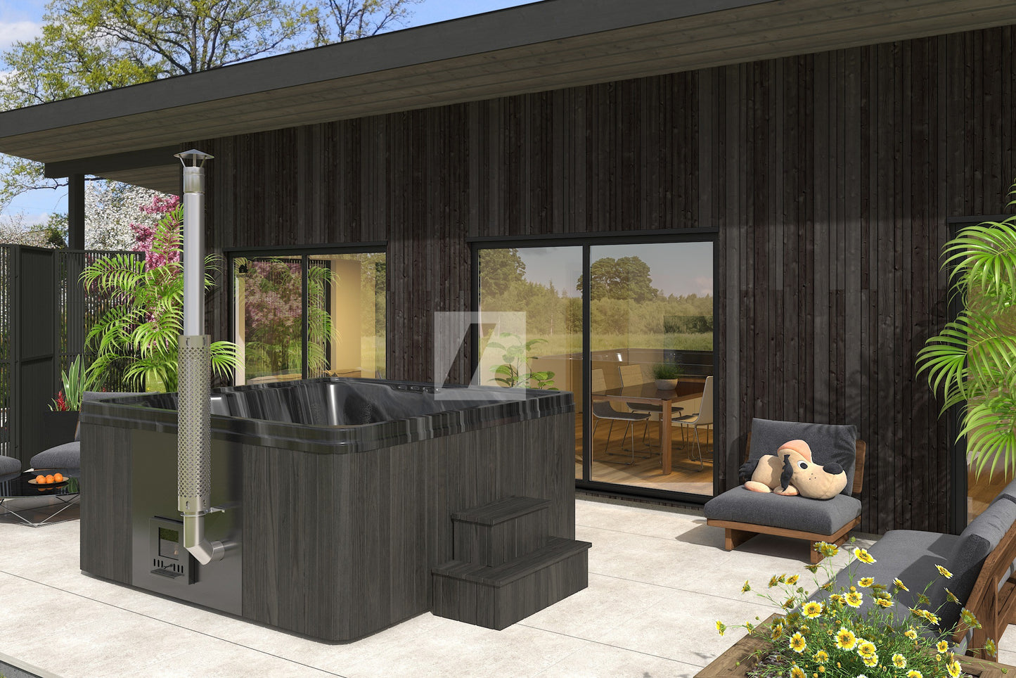 Jacuzzi with integrated oven