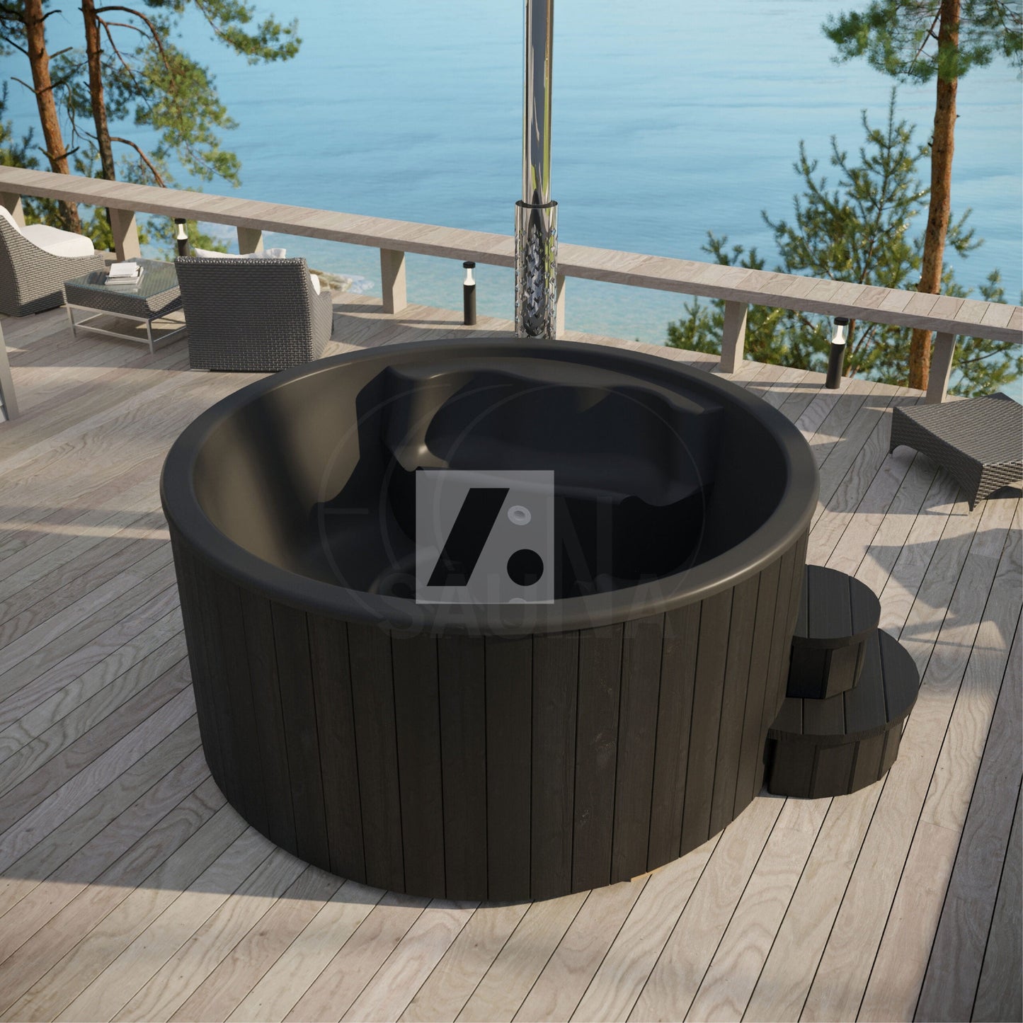 Hot tub DeLux 200 “Black Night” with integrated oven